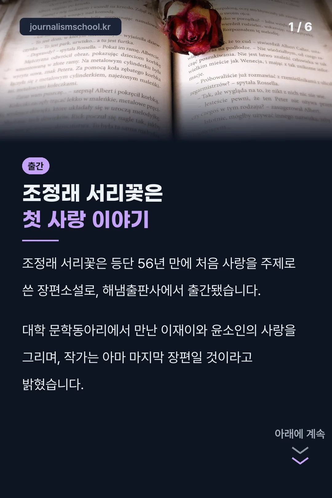 조정래 서리꽃은 첫 사랑 이야기