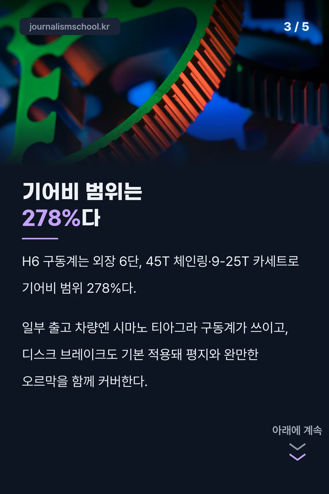 기어비 278% 구동계